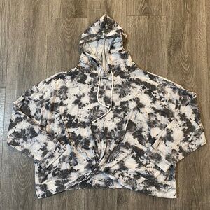 EUC - GREY & WHITE TIEDYE LIGHTWEIGHT HOODED SHIRT